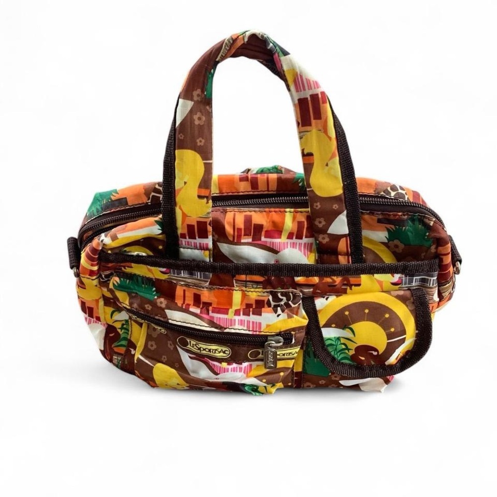 Lesportsac vintage mini duffle purse brown sunset beach mod retro mini purse